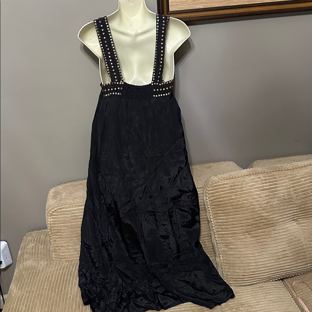 Anthropologie Muche Muchette Elegant Black Sleeveless Dress beaded straps size S - Picture 4 of 9